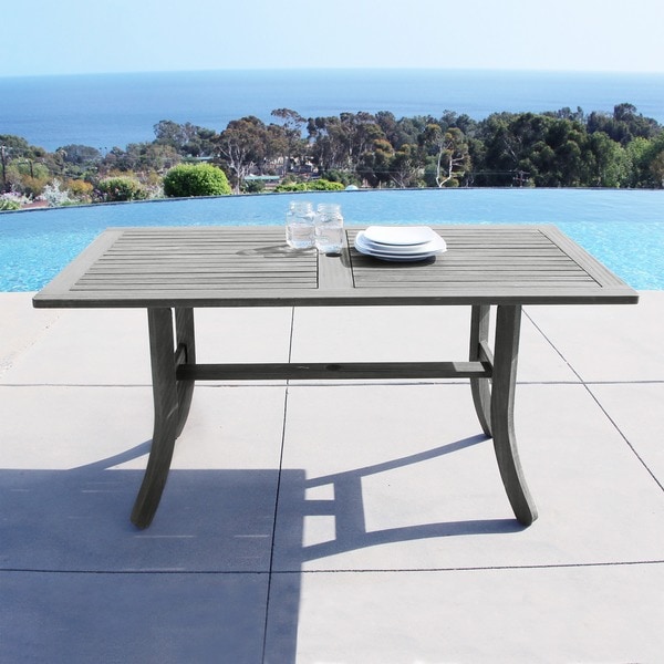 Surfside Rectangular Table with Bench and Armchair Outdoor Hardwood Dining Set by Havenside Home