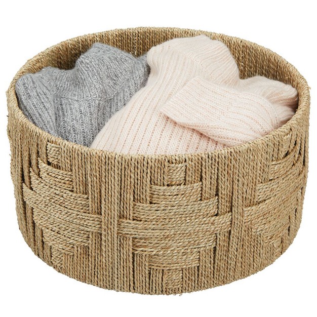 Mdesign Large Woven Seagrass Braided Home Storage Basket Bin Natural