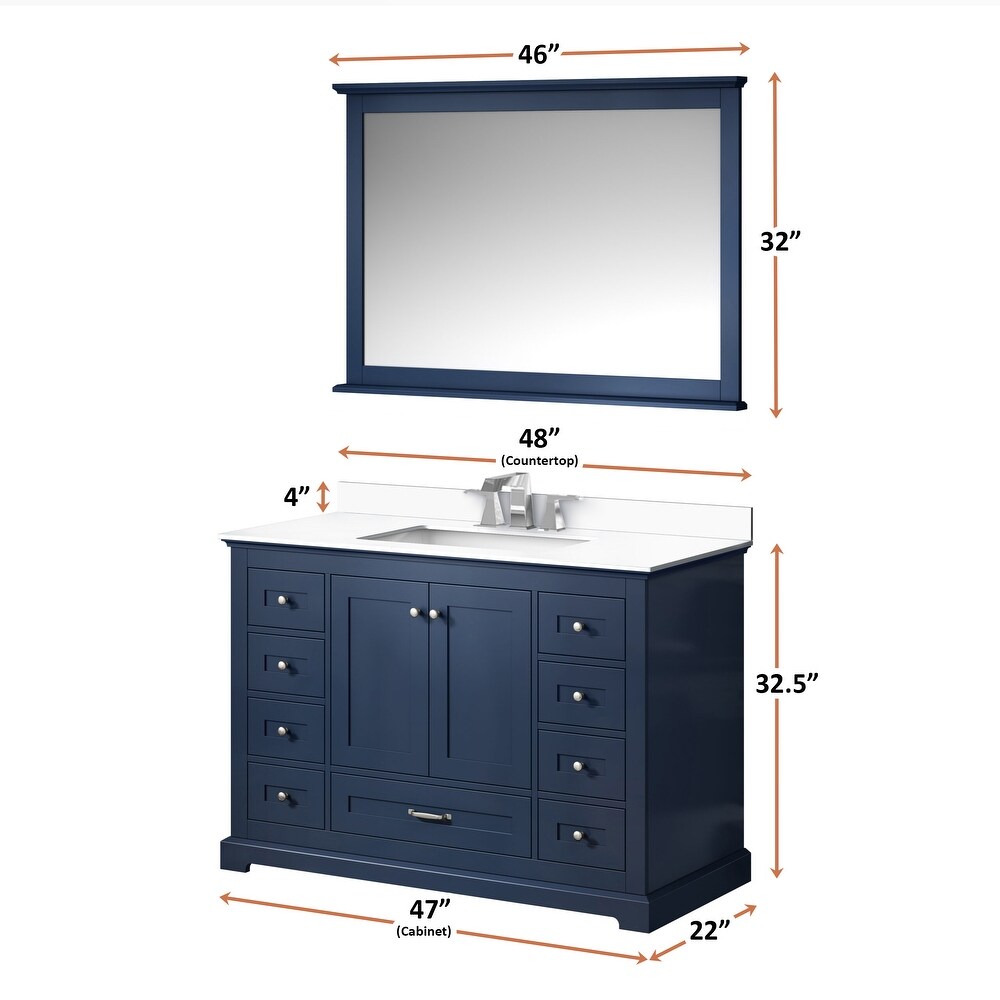 Dukes 48 in. W x 22 in. D Navy Blue Single Bath Vanity and White Quartz Top