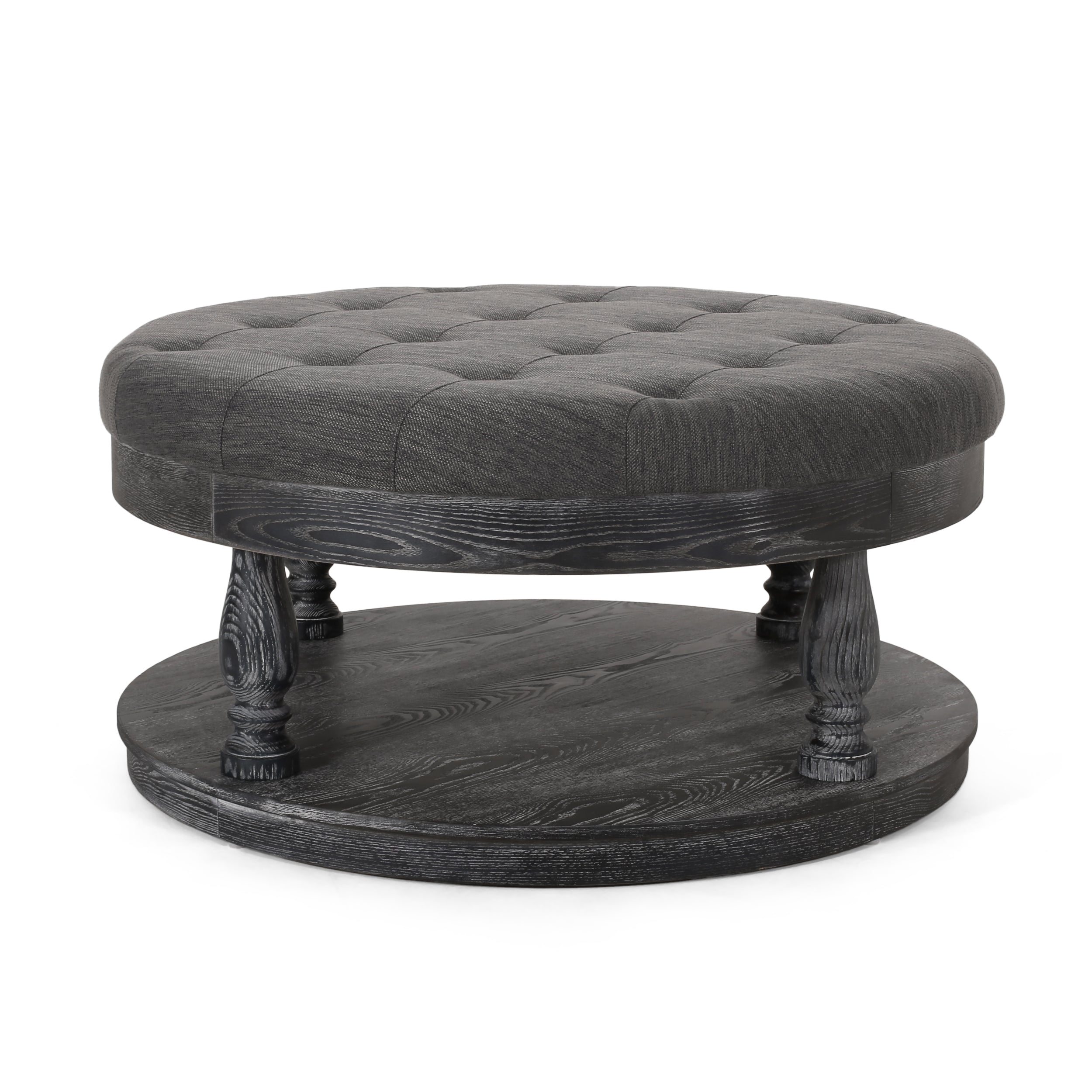 Andrue Contemporary Upholstered Round Ottoman