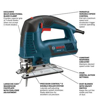 Bosch 7.2 Amp Corded Variable Speed Top-Handle Jig Saw Kit with Assorted Blades and Carrying Case JS572EK