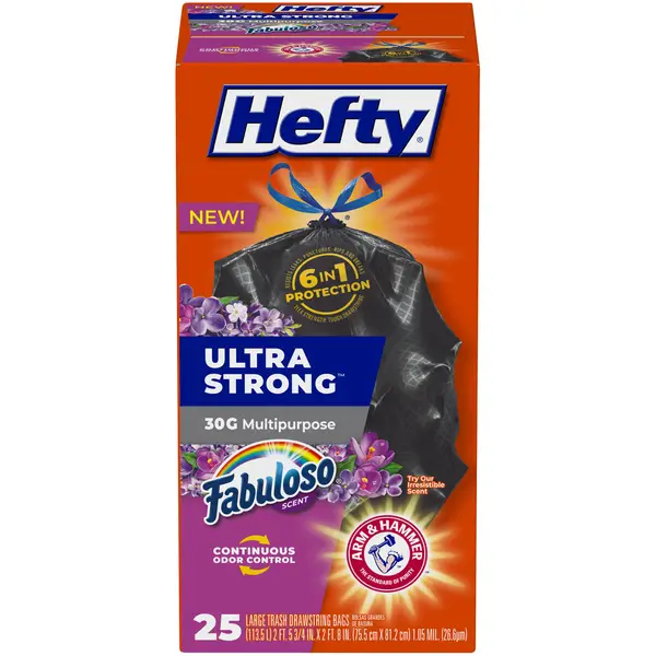 Hefty 25-Count 30 Gal Ultra Strong Fabuloso Drawstring Trash Bags