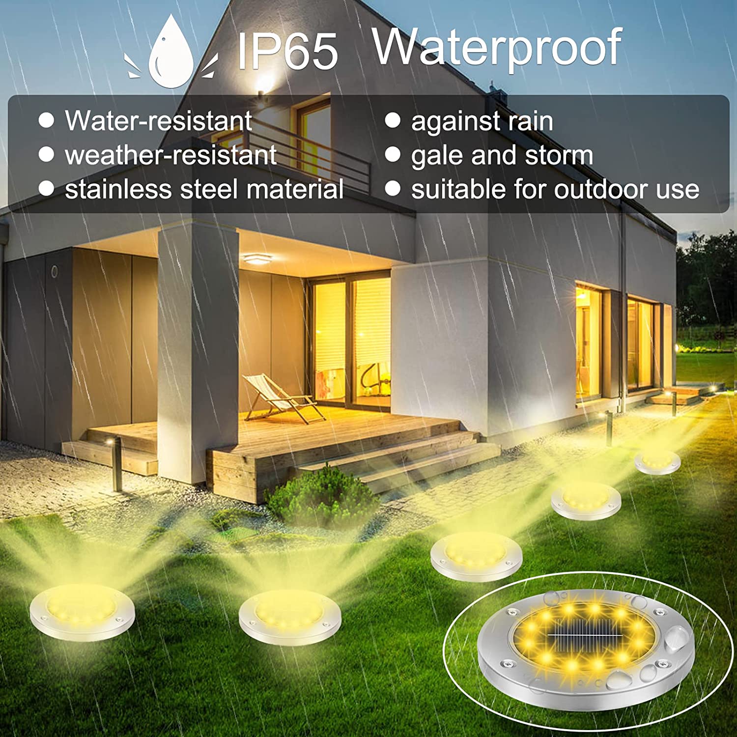 Solar Ground Lights， Solar Garden Lights Outdoor Waterproof， 8 Packs 12 LED Solar Outdoor Lights for Garden， Pathway， Yard， Patio， Walkway， Grounds Decorations(White)