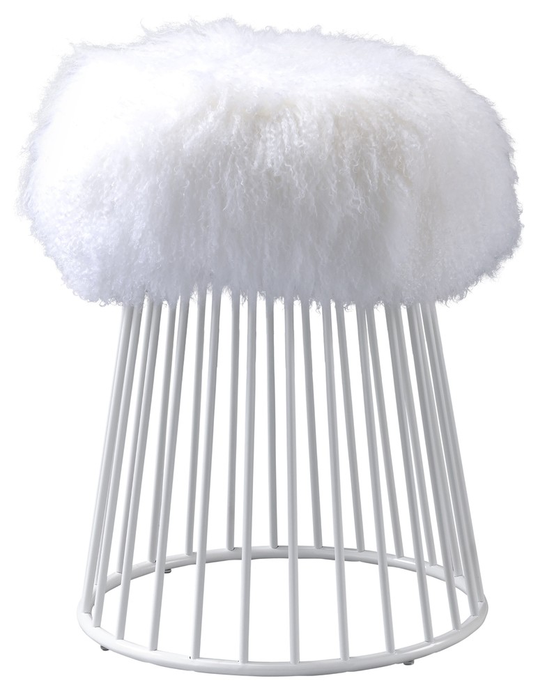 Sherpa Fur Round Ottoman   Contemporary   Footstools And Ottomans   by Totally Kids fun furniture  amptoys  Houzz