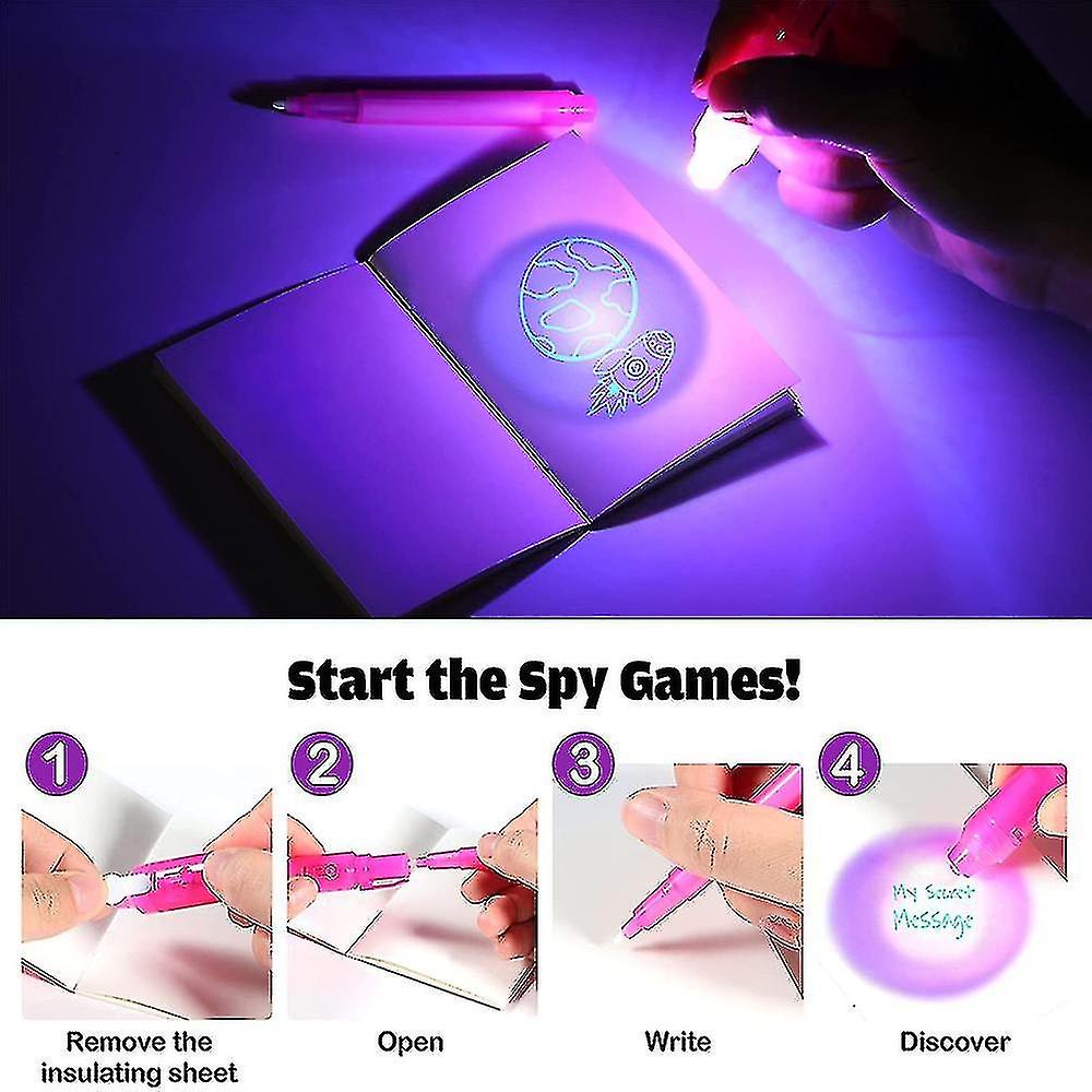 Invisible Disappearing Ink Pen Marker Secret Spy Message Writer With Uv Light 14pcs Fun Activity Ent