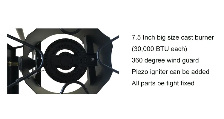 High Pressure Portable Outdoor Cast Iron Double Burner Propane Gas Burner Camping Cooker  Two Stove