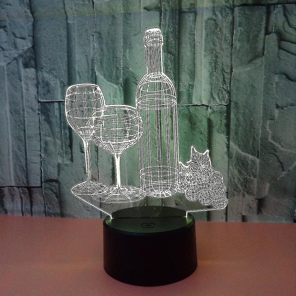 3d Illusion Led Wine Glass And Bottle Night Light Touch 7 Colors Changing Table Lamp Bedroom Decor K