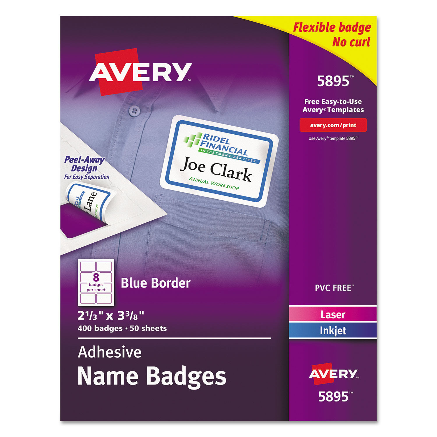 Flexible Adhesive Name Badge Labels by Averyandreg; AVE5895