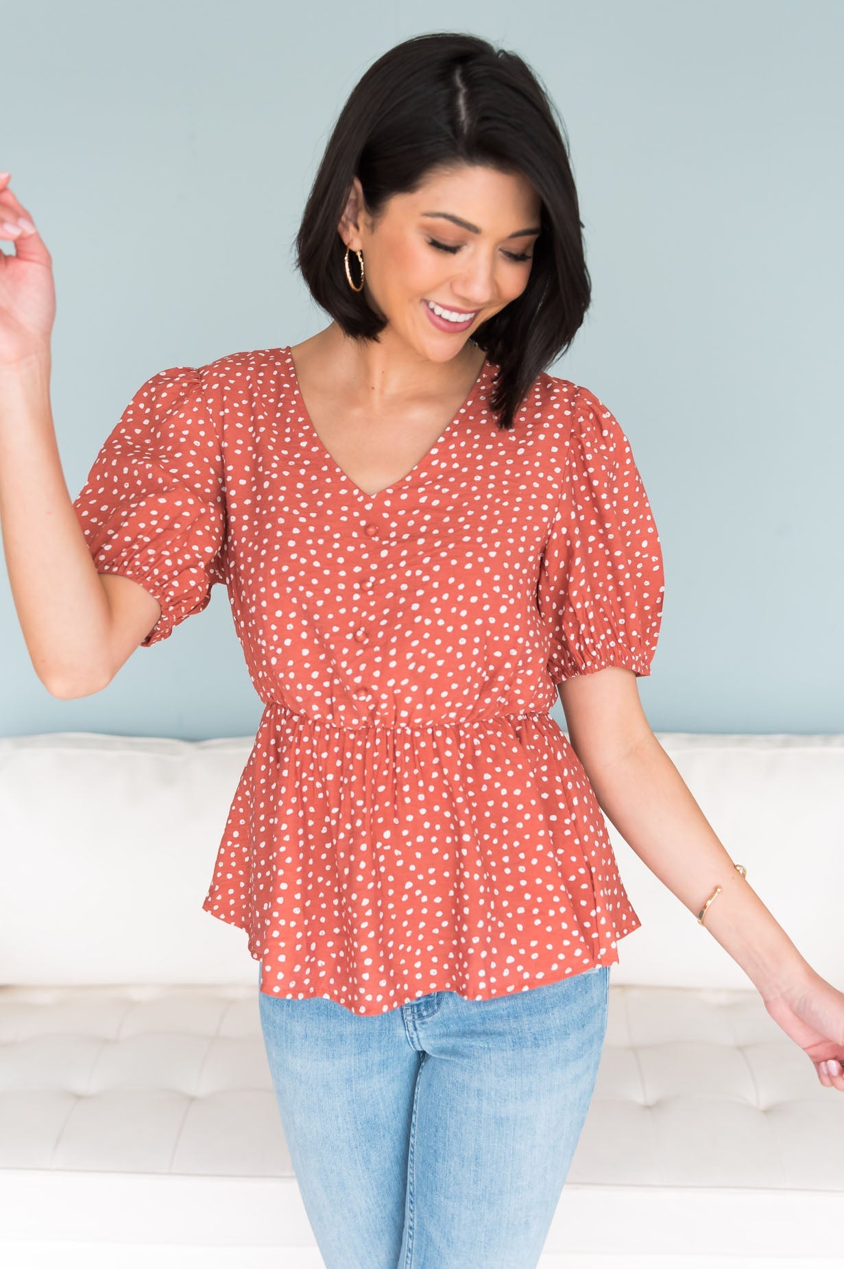 Cheer Found Me Modest Peplum Blouse