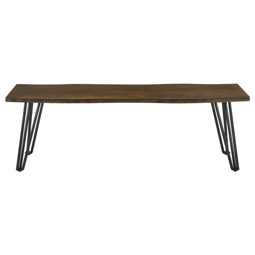 Coaster Furniture Topeka Live edge Dining Bench Mango Cocoa and Gunmetal   54.00'' x 15.00'' x 18.00''