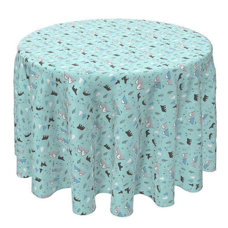 Round Tablecloth， 100% Cotton， 60 Round， Wild in Nature Blue