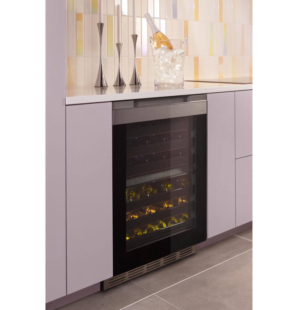 Cafe CCR06DM2PS5 24 Inch Platinum Glass Wine Cooler