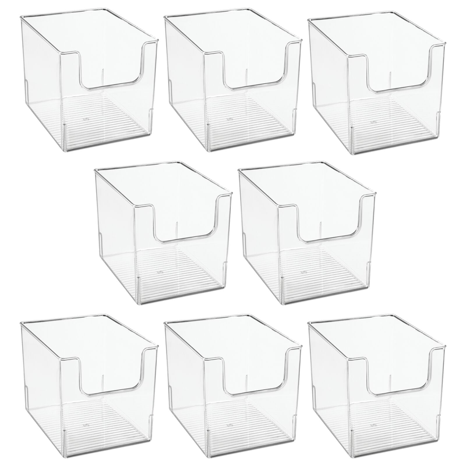 mDesign Modern Plastic Open Front Dip Storage Organizer Bin Basket for Bathroom Organization - Vanity Shelf， Cubby， Cabinet， and Closet Organizing Decor - 8 Pack - Clear