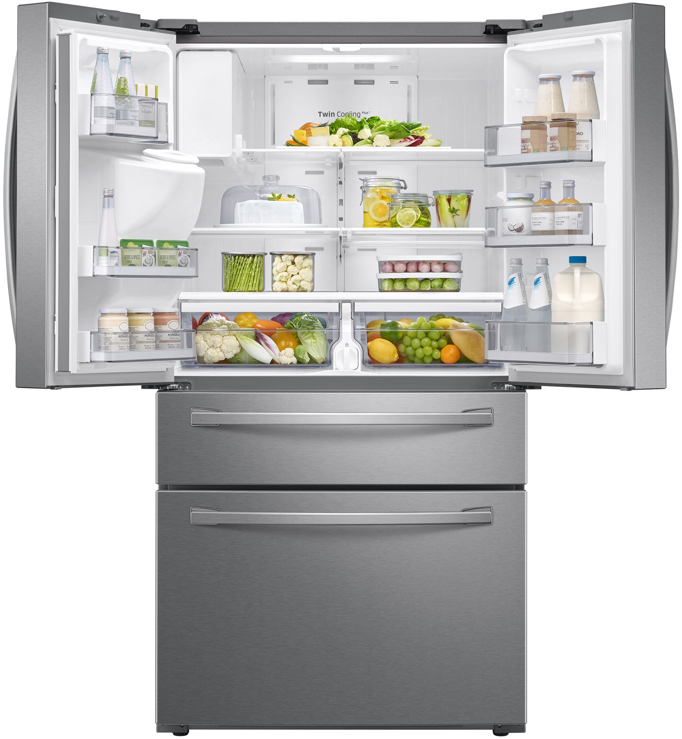  ADA 23 Cu. Ft. Fingerprint Resistant Stainless Steel Counter-Depth 4-Door French Door Refrigerator With FlexZone Drawer