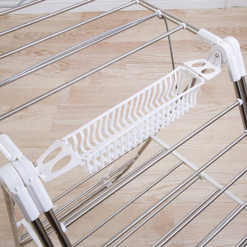 Everyday Home 23.3 in. x 42 in. Freestanding Collapsible Stainless Steel Laundry Drying Rack W050049