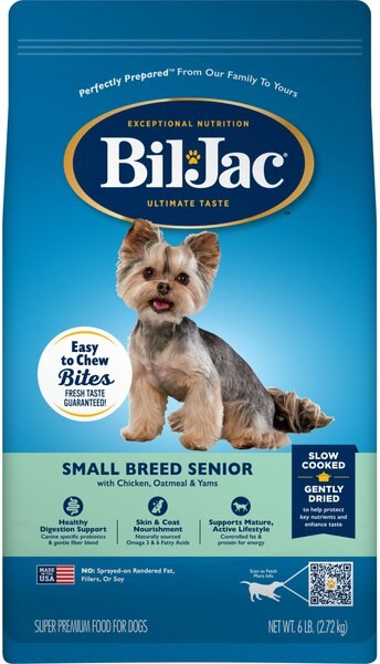 Bil-Jac Small Breed Senior Chicken， Oatmeal and Yam Recipe Dry Dog Food