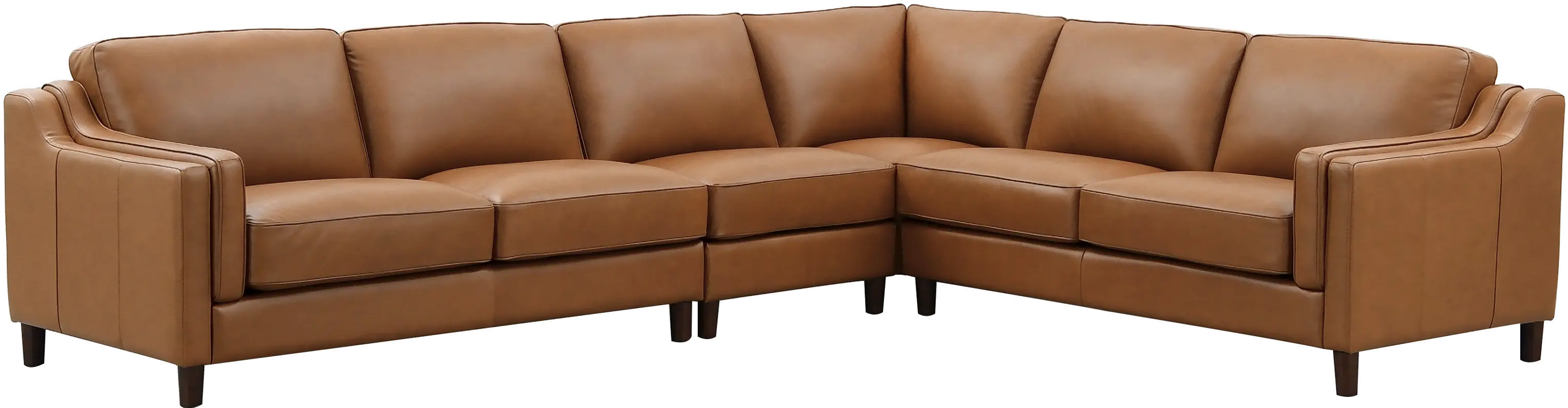 Ballari Cognac Brown Leather 4 Piece Sectional