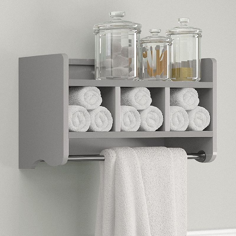 Bolton Bathroom Storage Cubby and Towel Bar Wall Shelf