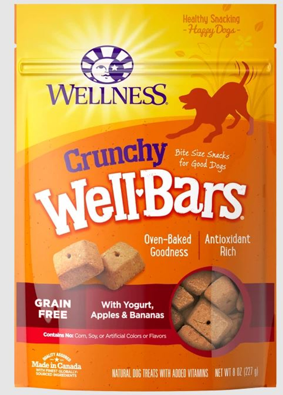 Wellness Crunchy WellBars Yogurt， Apples and Bananas Dog Treats， 20 Oz.