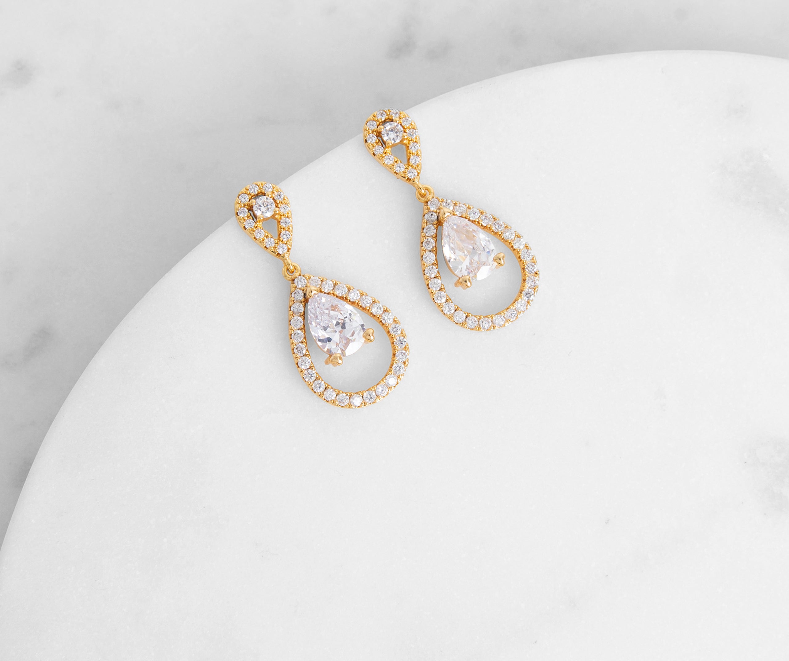 Cubic Zirconia Teardrop Rhinestone Earrings