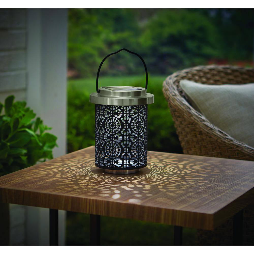 Hampton Bay 15 Lumens Solar LED Medium Metal Table Lantern C6000-28-I