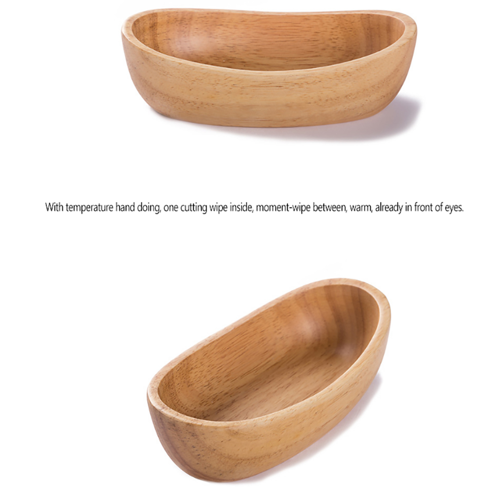 Abenow Boat Shaped Wood Deep Serving Bowl Dish Fruit Candy Snacks Container Wooden Salad Bowl