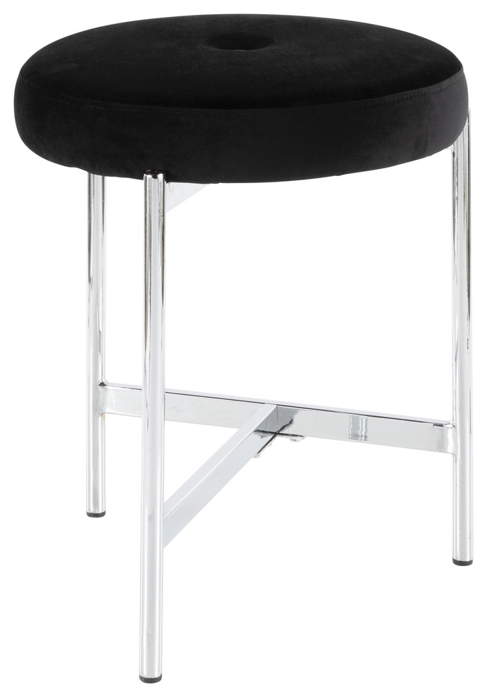 LumiSource Chloe Vanity Stool  Chrome and Black Velvet   Contemporary   Vanity Stools And Benches   by LumiSource  Houzz