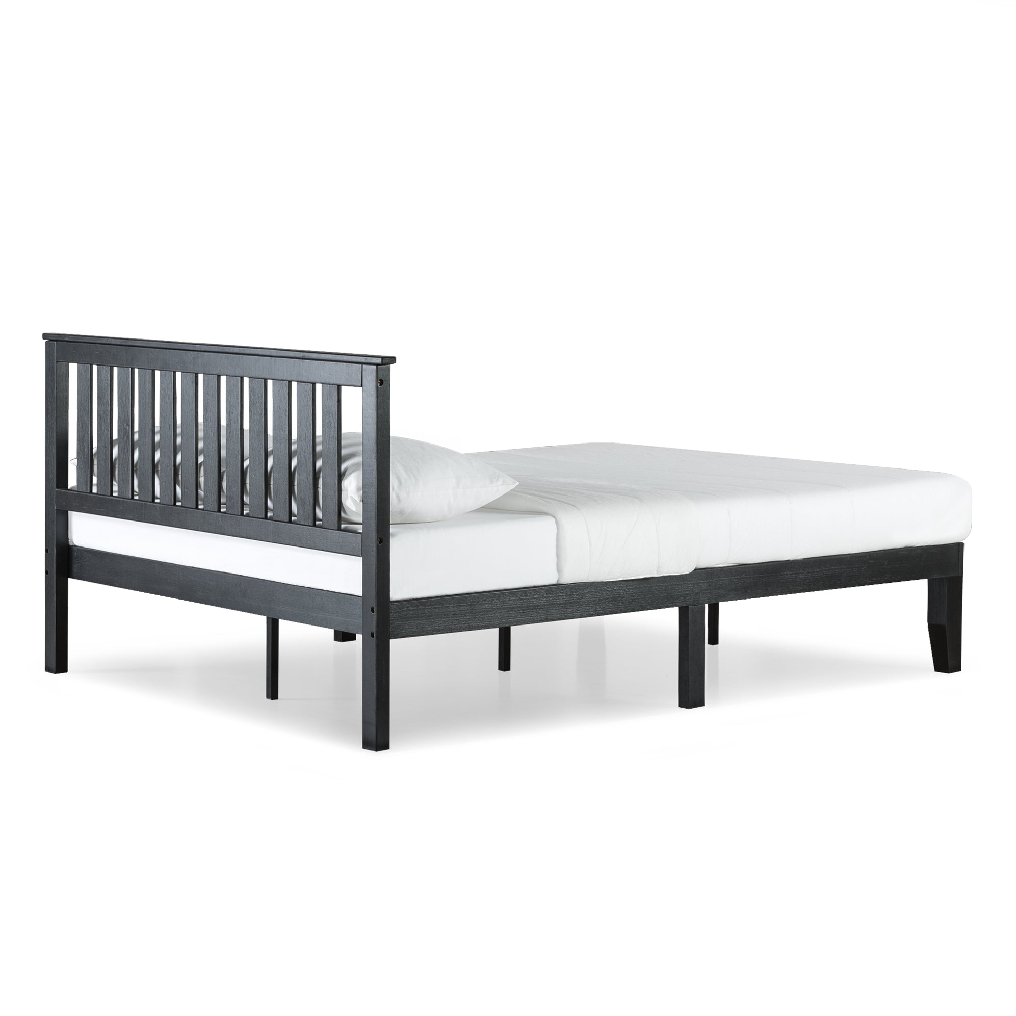 Mellow Marley Solid Wood Platform Bed with Headboard, Black, Twin