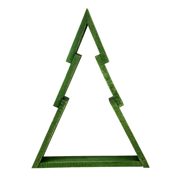 Green Geometric Wooden Christmas Tree Tabletop Display