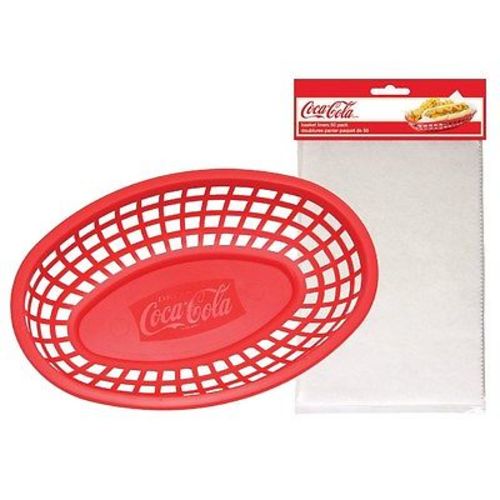 TableCraft Coca-Cola / Coke 4pc Food andamp; Snack Red Serving Basket andamp; Liner Set