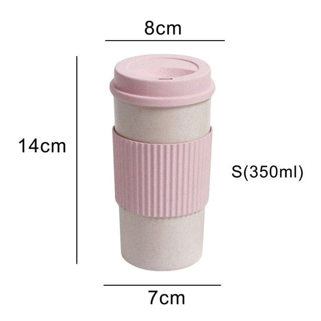 Wheat Fiber Straw Coffee Mug Double-wall Insulation Eco-friendly Coffee Cup Travel Leakproof Gift Mugs