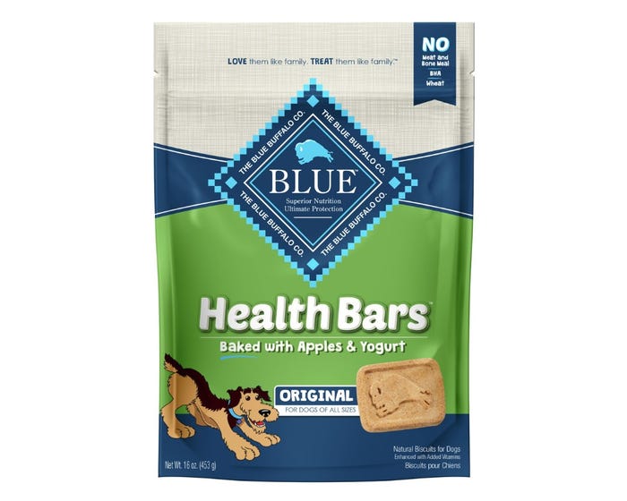 Blue Buffalo Health Bars Natural Crunchy Dog Treats Biscuits， Apple  Yogurt 16 oz.