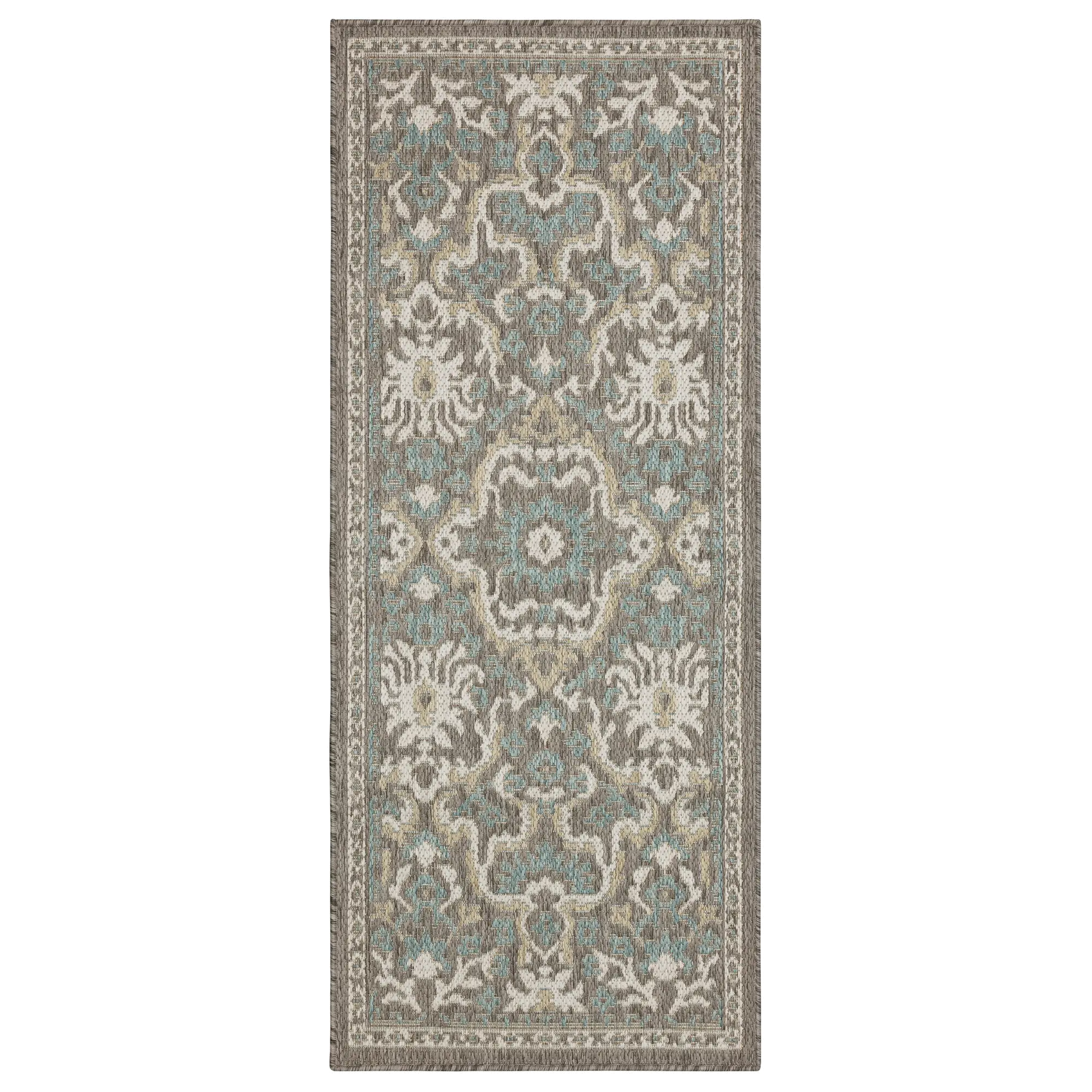 Mohawk Outdoor Home 5 x 8 Oushak Platinum Aqua Indoor-Outdoor Rug