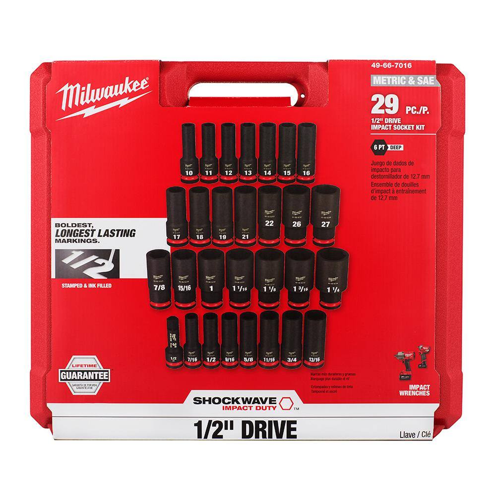 MW SHOCKWAVE 12 in. Drive SAE and Metric 6 Point Impact Socket Set (58-Piece) 49-66-7016-49-66-7016