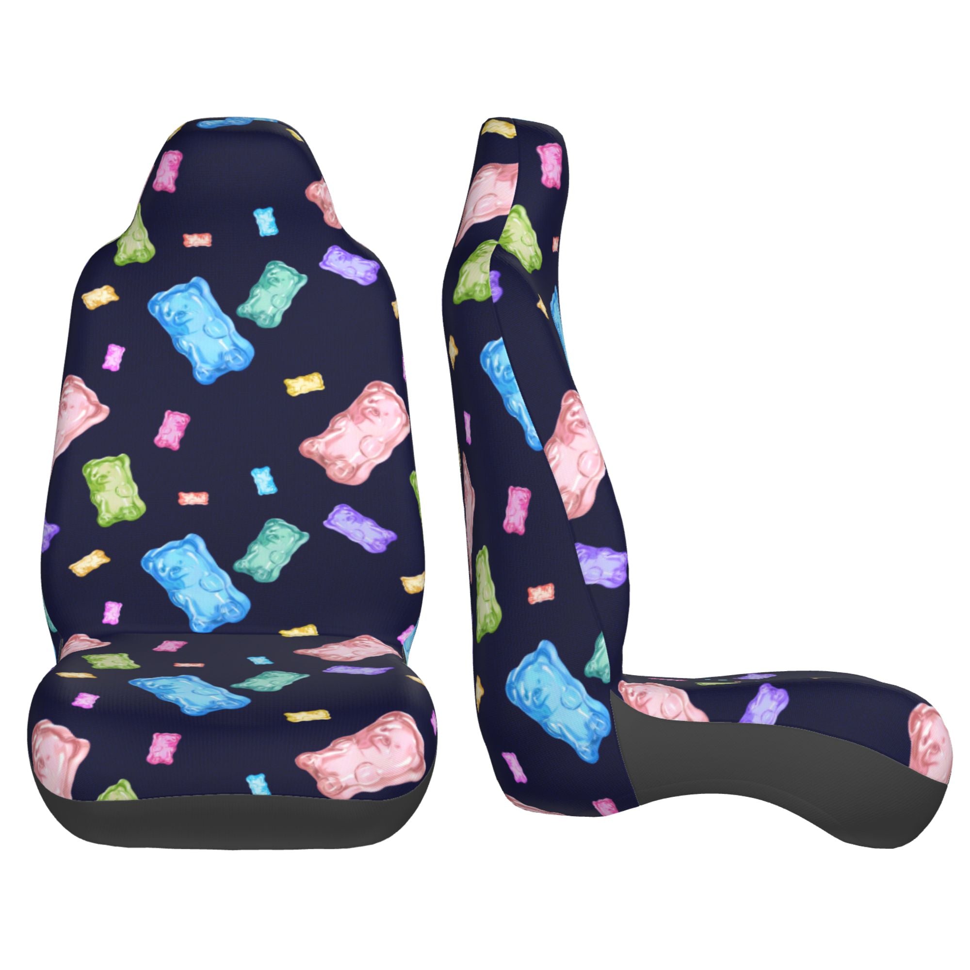 ZICANCN Car Seat Covers Front Seats Only，Gummy Bear Pattern Blue Automotive Seat Covers Protectors for Cars Trucks Suv 2 Pack