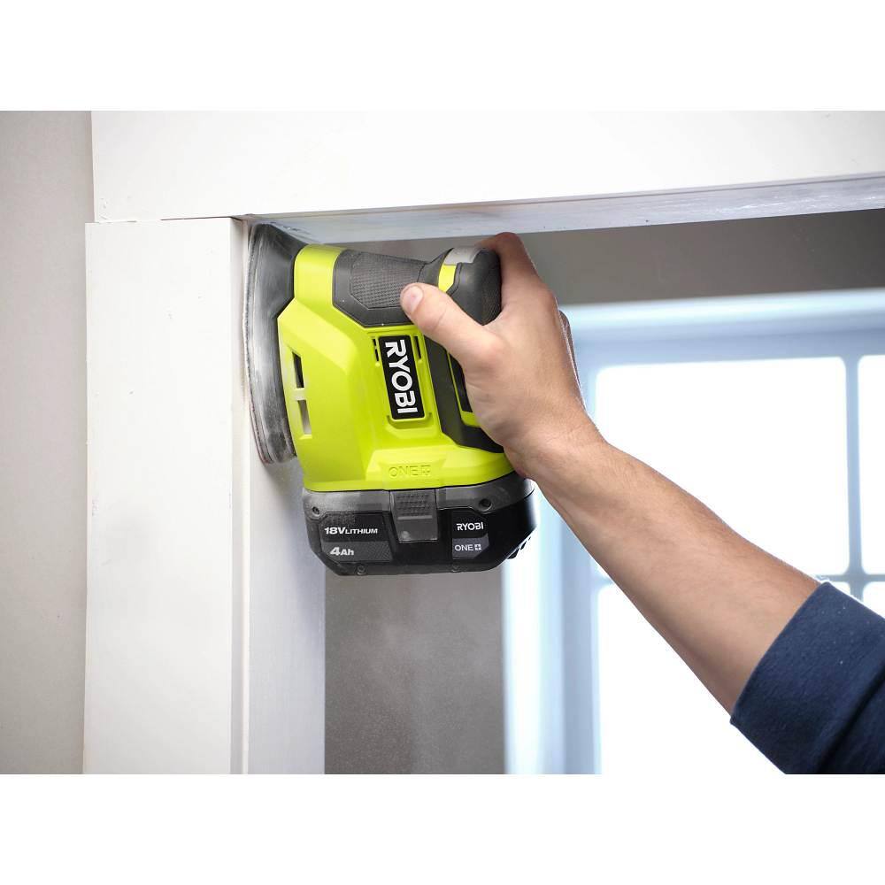 RYOBI ONE+ 18V Cordless 2-Tool Combo Kit with Corner Cat Finish Sander 5 in. Random Orbit Sander 4.0 Ah Battery and Charger PCL416K1-PCL406B