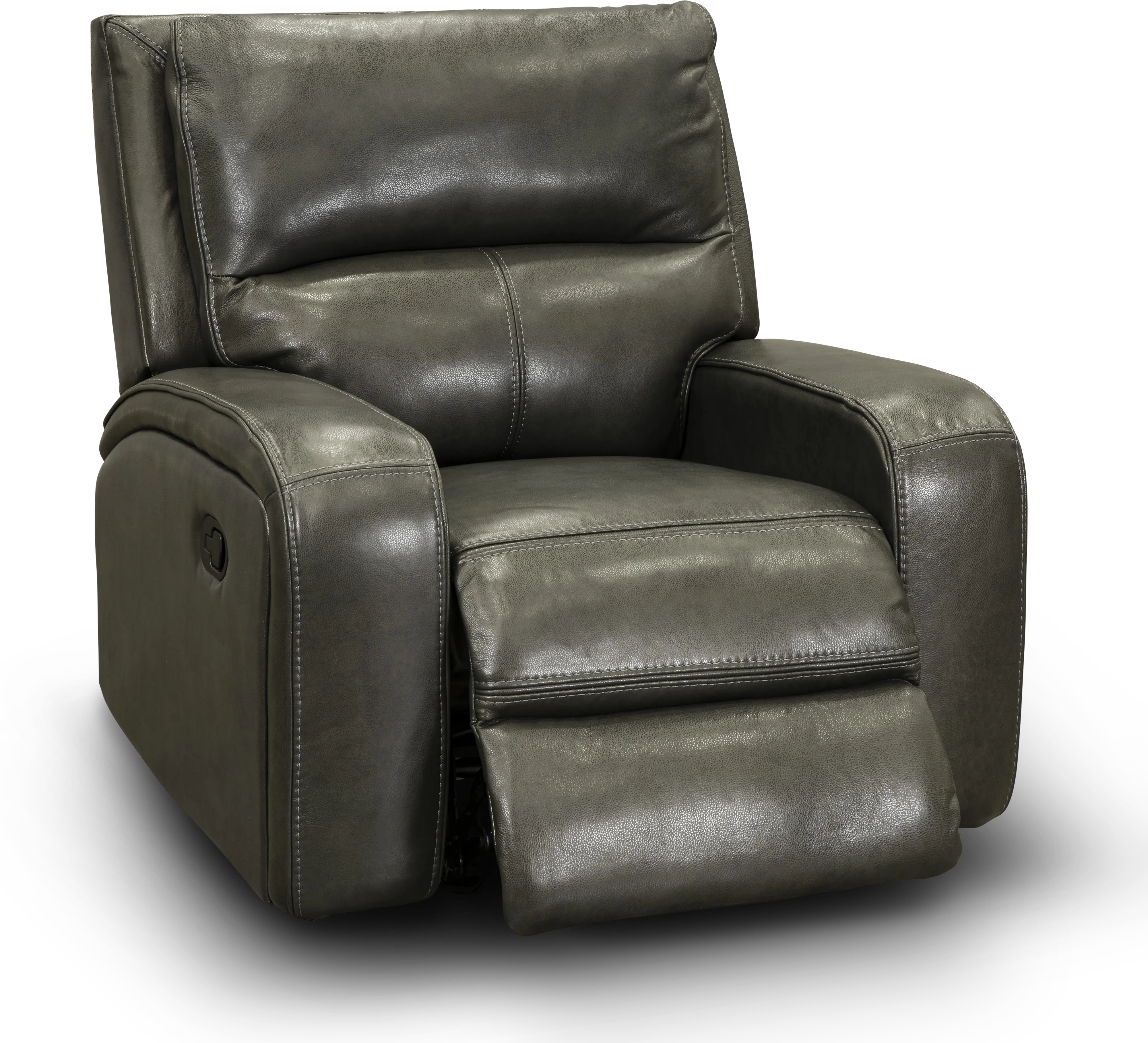 Megan Gray Leather-Match Glider Recliner