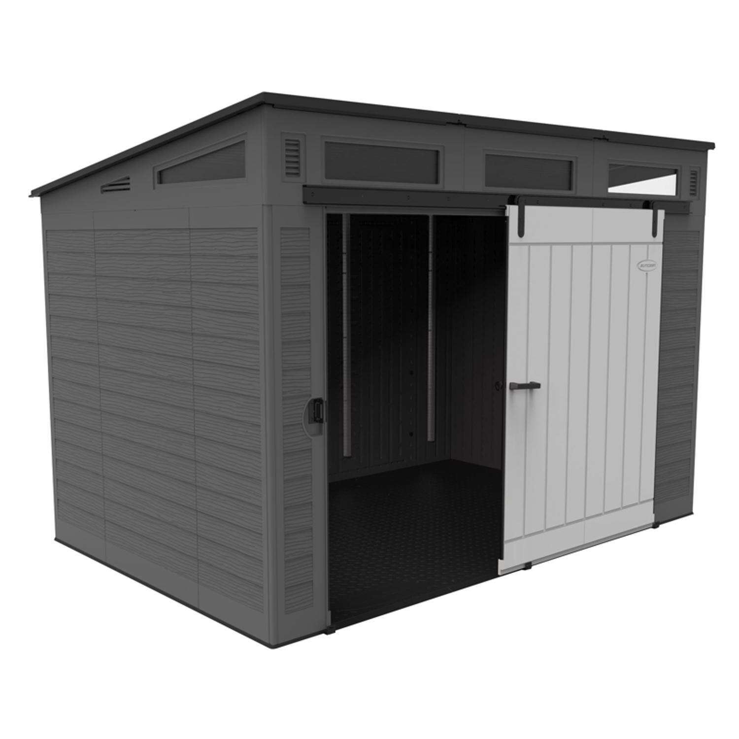 Suncast 10 ft. x 7 ft. Resin Horizontal Barn Storage Shed with Floor Kit