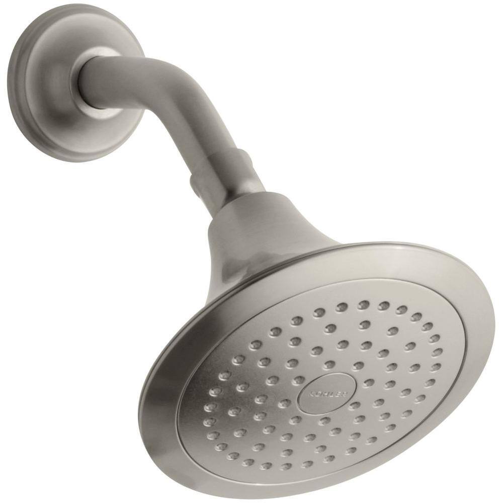 KOHLER Forte 1-Spray 5.5 in. Single Wall Mount Fixed Shower Head in Vibrant Brushed Nickel K-R10282-BN