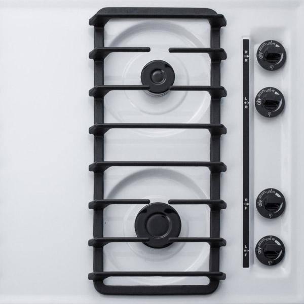 Summit Appliance 30 in Gas Cooktop in White with 4 Burners