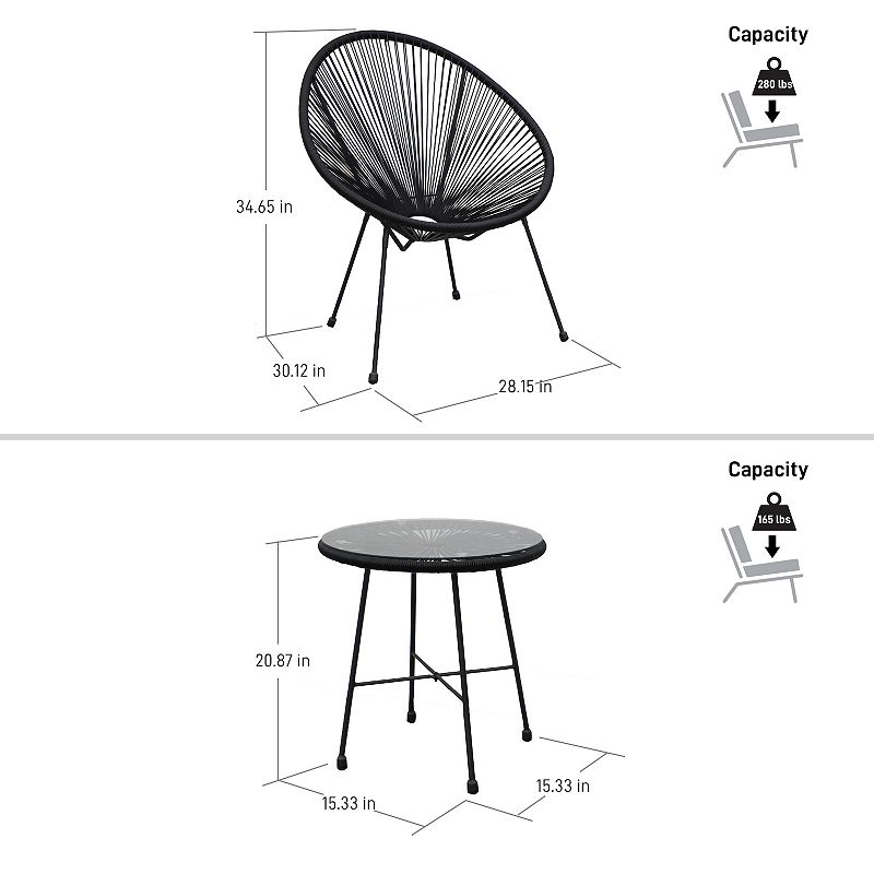 Dukap Sassio Conversation Patio Chair and End Table 3-piece Set