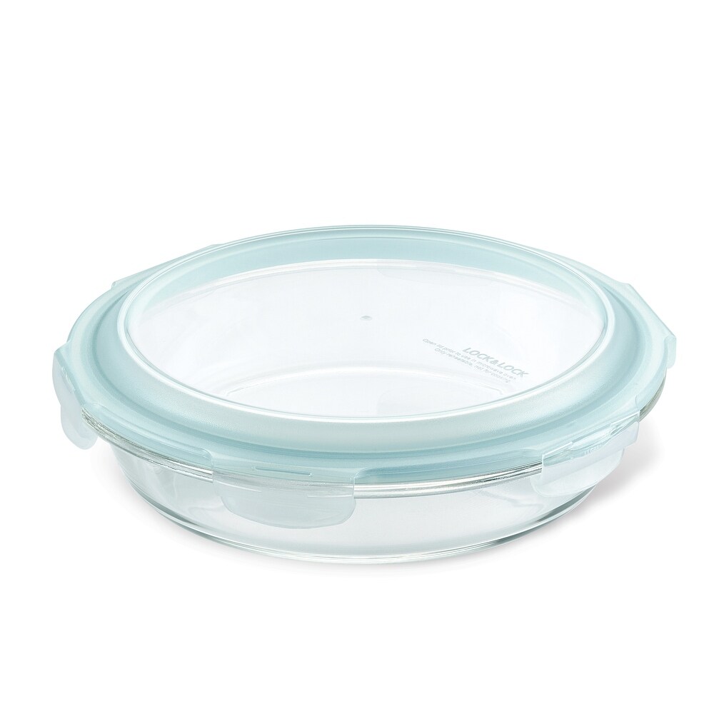 LocknLock Purely Better Glass Round Pie Baking Dish and Food Container with Lid  9.5 Inch