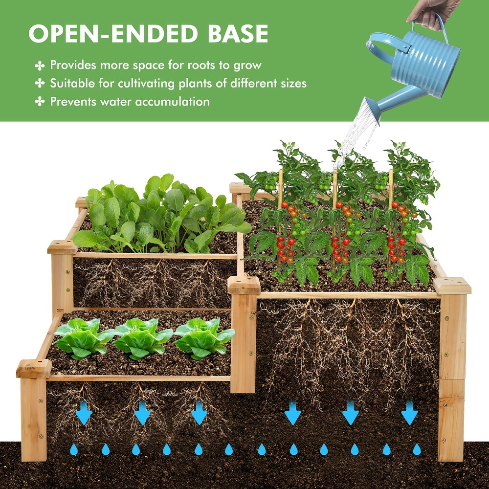 3 Tier Outdoor Raised Garden Bed Vegetable Planter Box