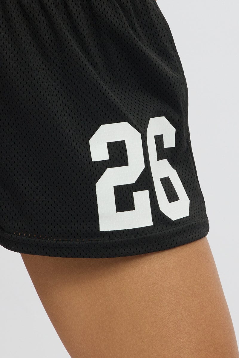 Black Track Shorts Elastic Waist