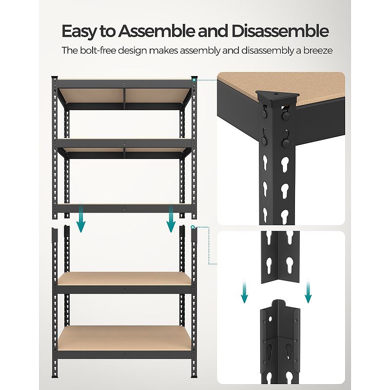 5-Tier Storage Shelves， Garage Storage， Boltless Assembly， Adjustable Shelving Unit