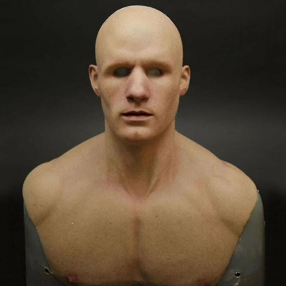 Latex Man Face Cover Mask Male Disguise Cosplay Party Prop Halloween Headwear