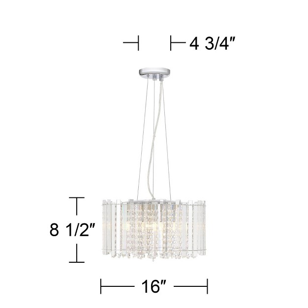 Wide Modern Led Clear Glass Crystal Prism 5 light Fixture For Dining Room Kitchen Home