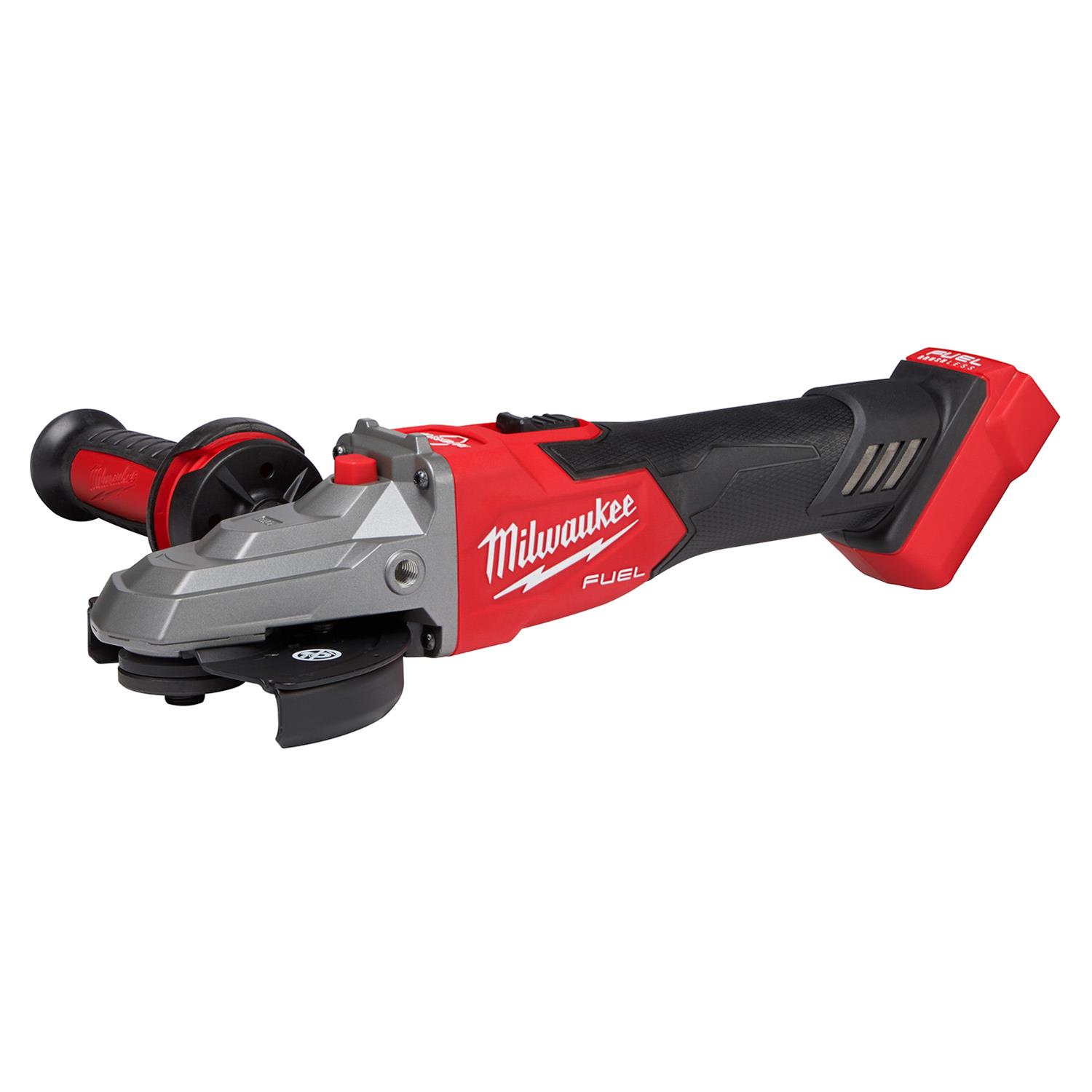 Milwaukee Tool 2887-20 Milwaukee M18 FUEL 5 in. Flathead Braking Angle Grinders with Slide Switch Lock-On