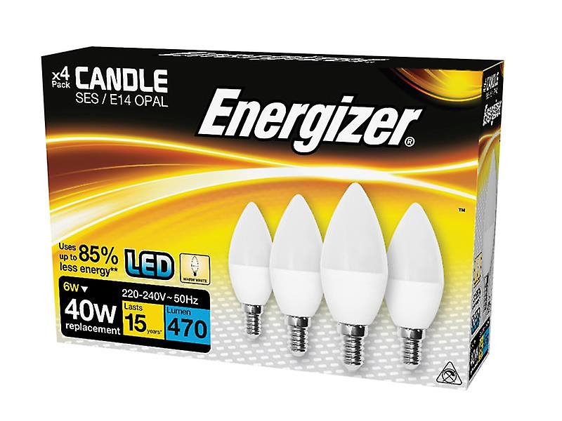 Energizer LED SES E14 Opal Candle Non-Dimmable Bulb Warm White 470 lm 5.9W (x4)