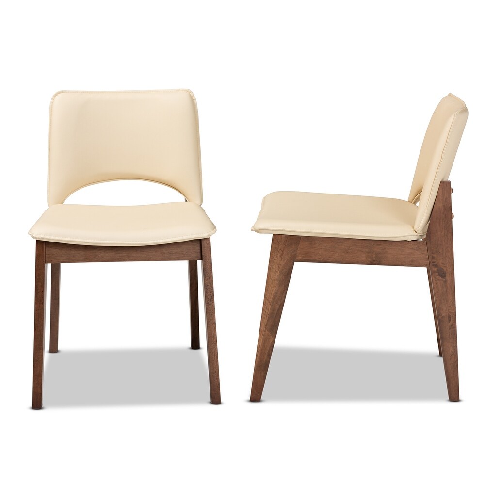 Afton Mid Century Modern 2 Piece Short Back Dining Chair Set